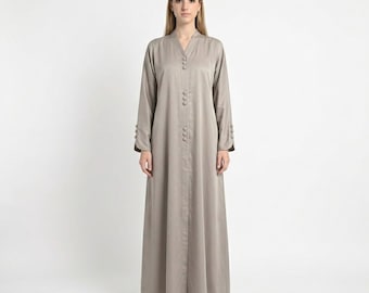 Abaya-jurk van puur katoen – bescheiden maxi-jurk, ademend geglazuurd katoen, duurzame mode