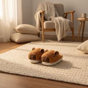 Capybara Slippers Cotton Plush Shoes Women Men Winter Spring Anti-Slip Couples Cozy Fluffy Home Footwear