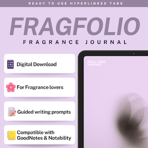 Digital Fragrance Journal Fragrance Collection Tracker Scent Planner Perfume Review for Fragrance Lovers iPad Goodnotes Notability PDF