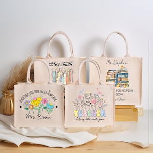 Personalized Teachers&#39; Day Canvas Tote Bags, Teacher Gift bag, Unique Teachers&#39;Day Gift, Handmade Gifts, Teacher Gifts,Shopping Bag