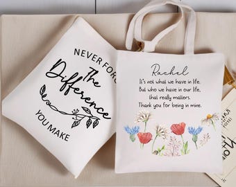 Tote Bag Personalized, Custom Canvas Bag, Teacher Bag, Back To School Gift - Personalized Teacher Tote, Custom Teacher Appreciation Gift Bag