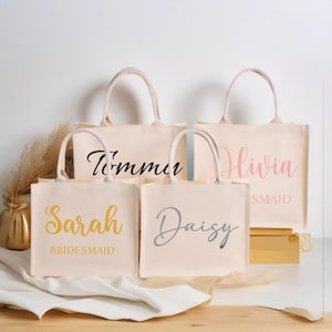 Canvas Personalized Tote Monogrammed Tote Bags Gifts for Bridesmaids Bridal Party Gifts Bridesmaid Gifts Zipper Boat Bag Bridesmaid Tote Bag