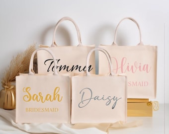 Canvas Personalized Tote Monogrammed Tote Bags Gifts for Bridesmaids Bridal Party Gifts Bridesmaid Gifts Zipper Boat Bag Bridesmaid Tote Bag