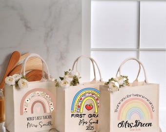 Personalized Name Tote, Teachers Day Gift,Cute Gift for Her, Custom Shoulder Bag, Reusable Grocery Bag, Initial Tote Bag, Custom Canvas Tote