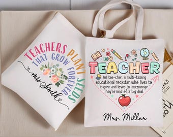 Personalized  Education Teacher Tote, Teacher Canvas Tote Bags, Personalized Custom Teacher Totes, Teacher Gift, Best Teacher Ever