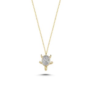 Collier tortue en or massif 14 carats avec diamants, bijoux uniques faits main, cadeau pour elle