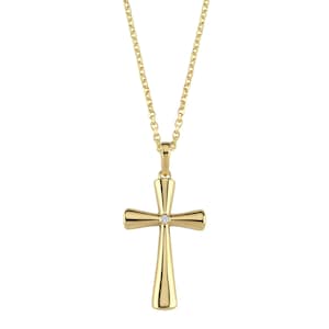14k Solid Gold Diamond Cross Necklace, Christian Fine Jewelry, Dainty Religious Pendant, Gift for Her, Dainty Christian Necklace