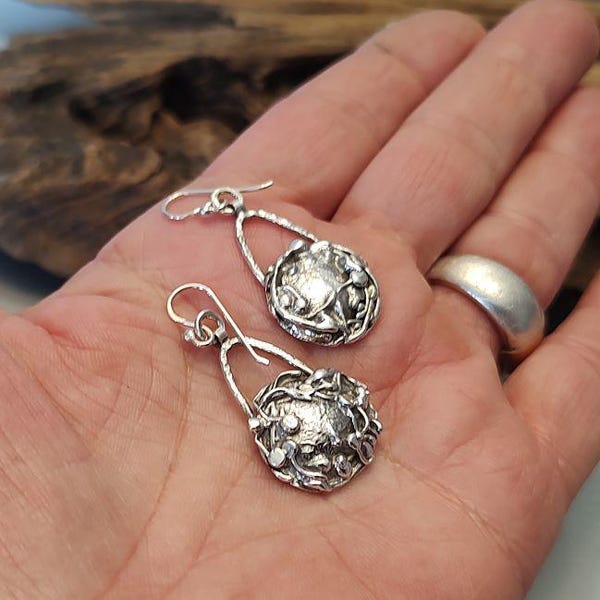 Pendientes de plata fusionada, pendientes artesanales