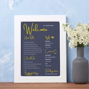Airbnb Welcome Sign Template: Wifi Password, Guest Book (Digital Download)