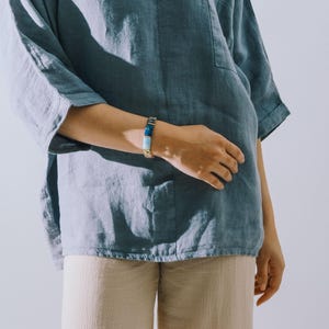 Blue Linen Shirt For Women / Summer Top / Handmade Blouse / Natural Linen /  / Linen Clothing for Women / Boho Minimalist Style