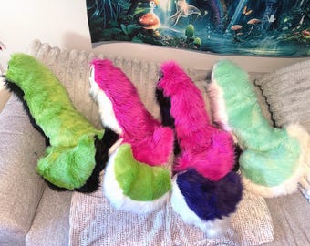 Fluffy Faux Fur Tail – Colorful Cosplay Costume Tail, Soft Festival & Fursuit Accessory
