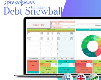 Puede incluir: Una plantilla de hoja de cálculo colorida para Google Sheets para ayudarte a rastrear y pagar deudas usando el método de bola de nieve de la deuda. La hoja de cálculo incluye un gráfico de desglose de la deuda, una calculadora de bola de nieve de la deuda y una sección para rastrear tu progreso. La plantilla es fácil de usar y configurar.