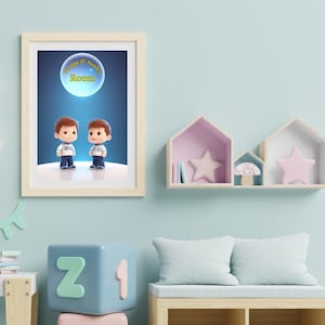 personalised space wall art for boys bedroom - nursery prints - personalised boys names poster - solar wall decor - galaxy posters - boys