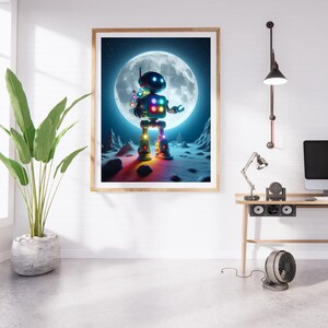 Space prints - kids prints - kids decor - boys bedroom - robot decor - solar system prints - space robot prints - boys bedroom poster