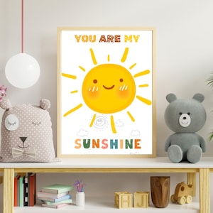 Póster "Eres mi sol" - Láminas infantiles - Decoración infantil - Dormitorio infantil - Sol - Póster con cita - Láminas para dormitorio - Pósteres infantiles