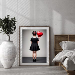 Banksy inspired red balloon art - banksy inspired poster - red balloon print - banksy red balloon art - girl holding the red balloon poster
