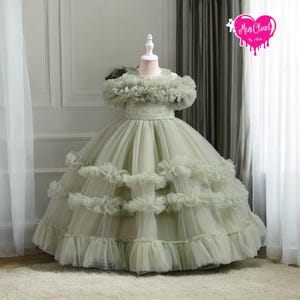 Vestido de princesa ecológico para niñas: vestido de cumpleaños de tul rosa, vestido de niña de las flores, vestido de cuento de hadas sostenible para bodas y fiestas.
