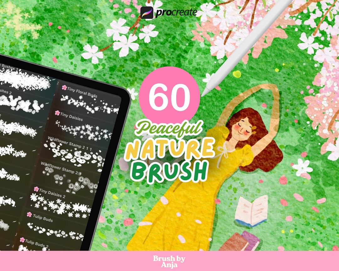 Nature Procreate Brush Set – 60 Grass and Florals Brushes for iPad ...