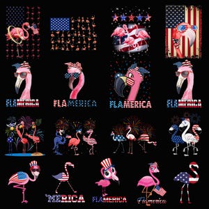 21 Png Patriotic Flamingo Bundle, Flamingo Pink Summer Png, 4th of July, Sublimation Png Design, Independence Day, Trendy America Png