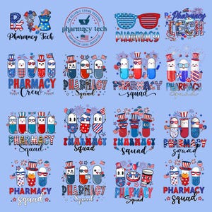 17 Png 4th Of july Pharmacy Tech Bundle, All American Pharmacy Tech Png, Pharmacy Squad Png, Happy 4th Of July Pharmacy, Digital Download