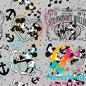 Steamboat Willie Seamless, Black and White Mouse Seamless, Steamboat Seamless, Mickey and Minnie Seamless
