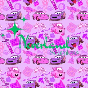 Girly Kachow Seamless, Summer Magical Cars Seamless, Pink and Purple Seamless
