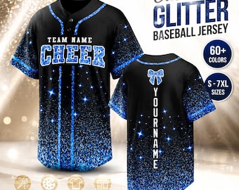 Custom Cheer Sparkle Baseball Jersey Personalized Printed Rhinestones Team Name Number Cheer Glitter Shirts, Cheerleader Gift