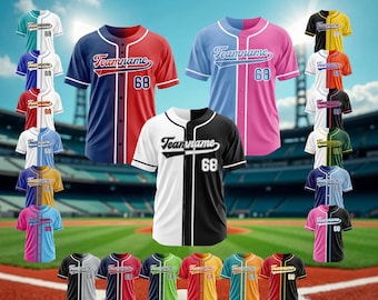 Camiseta de béisbol personalizada, uniforme de equipo con degradado personalizado, camisa deportiva de dos tonos con botones, ropa para el día del juego para hombres, mujeres y niños, regalo para fanáticos