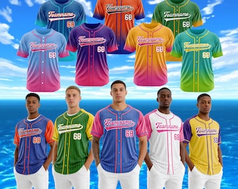 Custom Gradient Baseball Jersey Pinstripe Embroidered Team Jersey Personalized Name Number Logo Sports Shirt,Gift for Baseball Couple Jersey