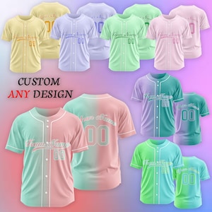 Personalized Baseball Jersey: Custom Team Name & Number, Pastel Colors