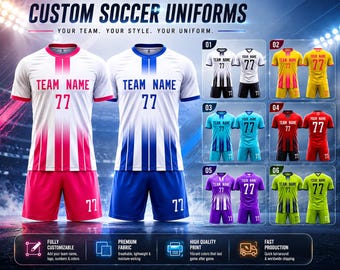 Custom Soccer Jersey Personalized Team Sport Uniform with Your Name Number Logo, 2026 World Cup Soccer Jersey Shorts Set