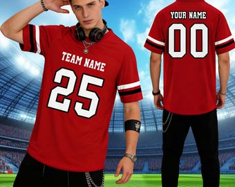 Custom Football Jersey Personalized Stitched Team Name Number Logo Game Training Uniform Shirt for Men Women Kids Toddlers Fan Gift