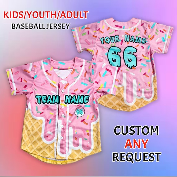 Personalized Ice Cream Drip Baseball Jersey Custom Name Number Baseball Matching Family Shirt,Baseball Fans Birthday Outfit Gift