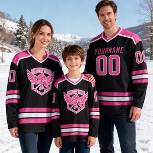 Camiseta de hockey personalizada, camiseta de hockey personalizada, cosida, impresa, con nombre, número y logotipo, camiseta deportiva de práctica de manga larga para hombres, mujeres y niños imagen 8
