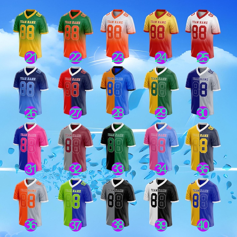 Custom Gradient Football Jersey Embroidered Personalized Team Shirt ...