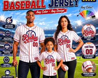 Personalized Mommy Daddy Rookie Of the Year Baseball Jersey, Custom Name Baseball Shirt, Rookie Of The Year Family Jersey for Baseball Fans