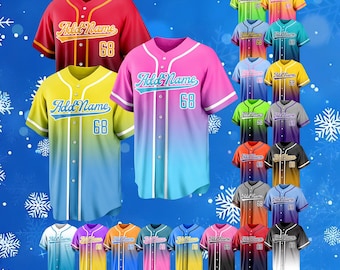 Custom Gradient Baseball Jersey Personalized Stitched Printed Team Shirt Two-Tone Gradient Sports Uniform for Men Women Kids Fans Gifts