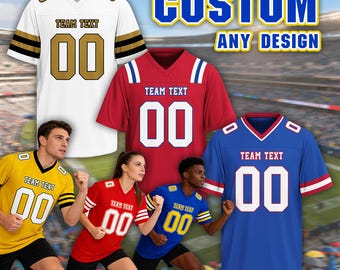 Custom Football Jersey Personalized Team Name Number Practice Jerseys Customized Football Shirt for Men Women Toddlers Game Training Gifts