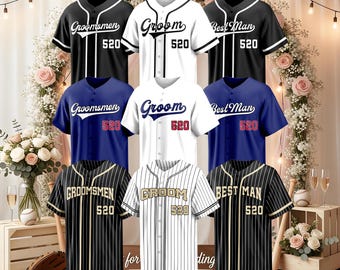 Custom Groom Groomsman Bride Bridesmaid Bachelor Bachelorette Party Baseball Jersey, Wedding Crew Matching Outfit Shirt