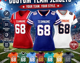 Custom Football Jersey Personalized Team Shirt Customized Name Number Sport Practice Jerseys for Men Women Youth Kids