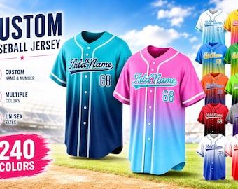 Custom Gradient Baseball Jersey Personalized Stitched Printed Team Shirt Two-Tone Gradient Sports Uniform for Men Women Kids Fans Gifts
