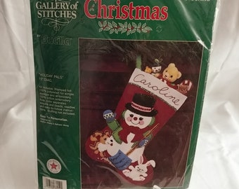 Bucilla 15" Holiday Pals Christmas Stocking Felt Kit New Old Stock # 33050