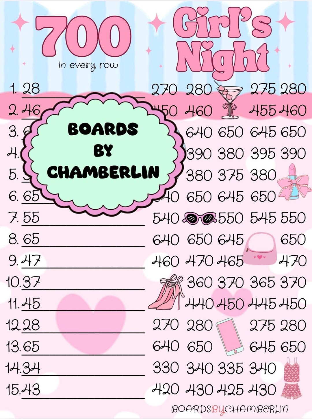 769849 700 WTA Girl's Night Bingo Board - Etsy