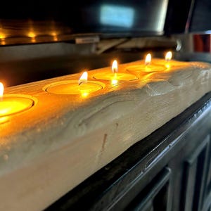Rustic Wood Tealight Candle Holder: Farmhouse Centerpiece
