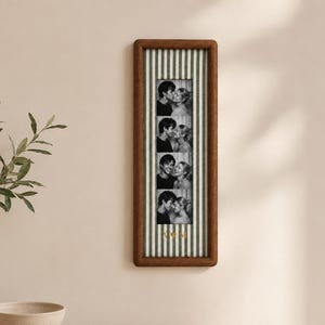 Couple Photo Strip Frame, Custom Photo Booth Picture Frame, Striped Fabric Frame, Anniversary Gift for Couples, Wedding Keepsake, Home Decor