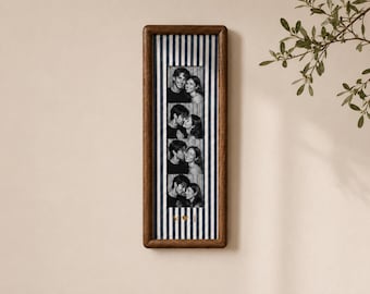 Couple Photo Strip Frame, Custom Photo Booth Picture Frame, Striped Fabric Frame, Anniversary Gift for Couples, Wedding Keepsake, Home Decor