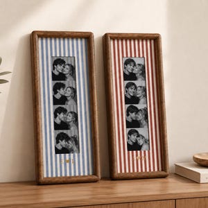 Couple Photo Strip Frame, Custom Photo Booth Picture Frame, Striped Fabric Frame, Anniversary Gift for Couples, Wedding Keepsake, Home Decor
