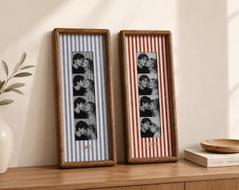 Couple Photo Strip Frame, Custom Photo Booth Picture Frame, Striped Fabric Frame, Anniversary Gift for Couples, Wedding Keepsake, Home Decor