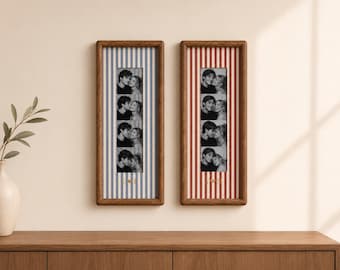 Personalized Photo Booth Frame, Custom Photo Strip Frame, Striped Fabric Frame, Couple Gifts, Anniversary Gift, Wedding Keepsake, Home Decor