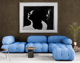 Alexandra Tsitsinta | | Linocut Engraving | "What to dream about " (2012) | Couple in Shadows Art Print